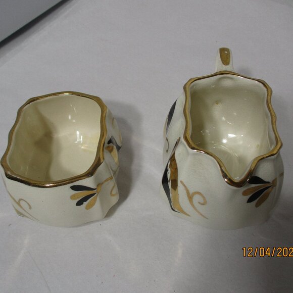 Vintage Staffordshire England Sandland Ware Sugar & Creamer Set MCM Mid-Century - Picture 7 of 12